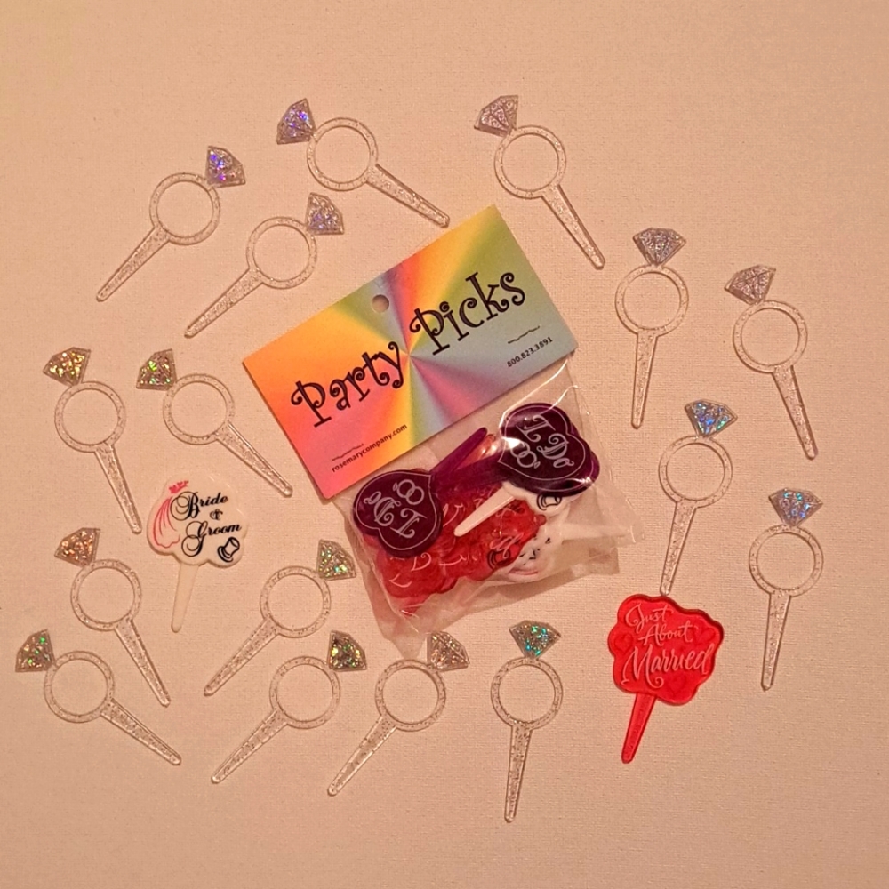 4/$15 🌻 Assorted Cupcake Toppers Marriage Engagment Bridal Bachelorette Wedding